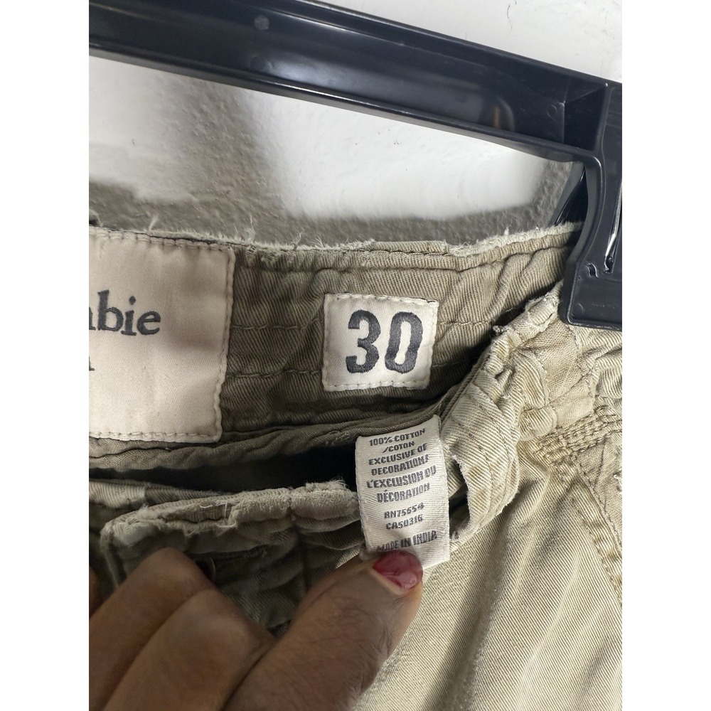 Mens Abercrombie & Fitch Cargo Shorts Sz 30 Olive Khaki Y2K Hiking Distressed - Picture 9 of 9